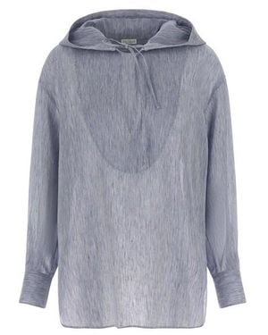 Brunello Cucinelli Camicia Con Cappuccio - Blu