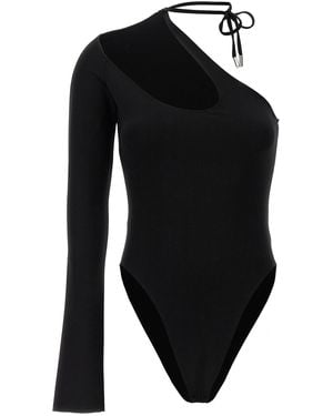 David Koma Asymmetrical Stretch Viscose Bodysuit With Cut-Out Detail - Black