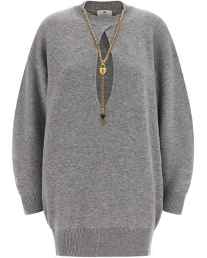 Elisabetta Franchi Necklace Dress - Grey