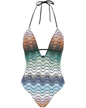Missoni Greek Pattern One-piece Swimsuit - Blue