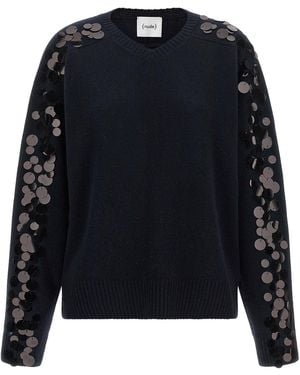 Nude Pailletten-Strickpullover - Blau