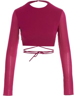 ANDAMANE Cropped Georgette Top - Red