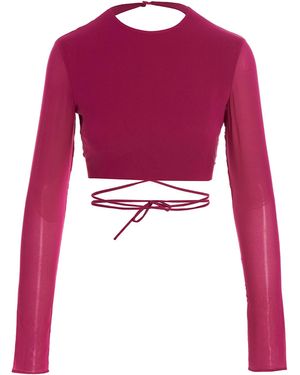 ANDAMANE Cropped Georgette Top - Red