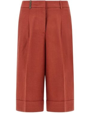 Peserico Linen Viscose Bermuda Shorts - Red