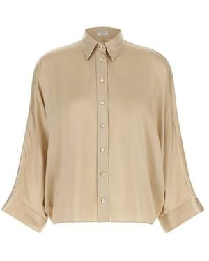 Brunello Cucinelli Camicia Raso 'Monile' - Neutro
