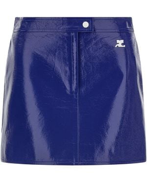 Courreges Courrèges Mini Skirt With Signature Logo Appliqué - Blue
