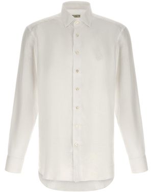 Etro Linen Shirt With Tonal Pegaso Embroidery - White
