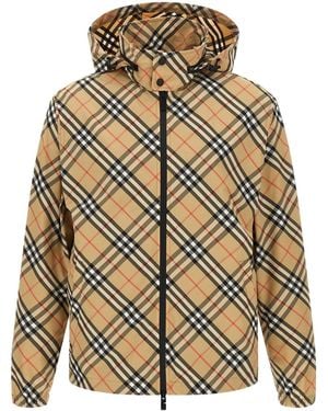 Burberry Windbreaker With Stowable Hood - Natural