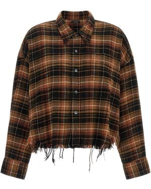 R13 Raw Cut Cropped Shirt - Brown
