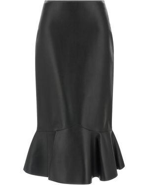 Fendi Peplum-Detail Midi Skirt - Black