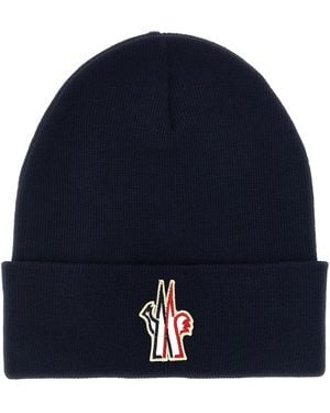 Moncler Mütze Mit Logoaufnäher - Blau