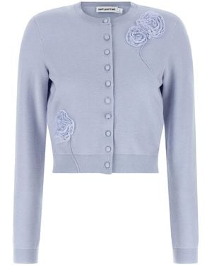 Self-Portrait 'blue Flower Knit' Cardigan