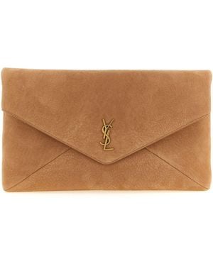Saint Laurent Envelope Maxi Clutch - Braun