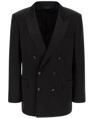 Tom Ford Tone-on-tone Polka Dot Blazer - Black