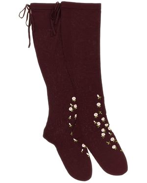 Prada Pariser Socken Mit Stickerei - Rot