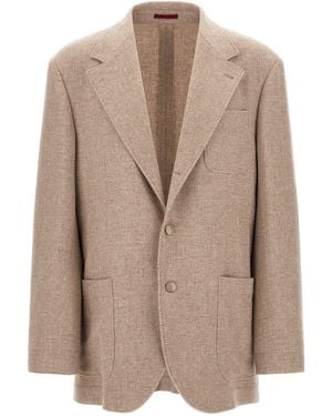 Brunello Cucinelli Blazer Panama Di Cashmere - Neutro