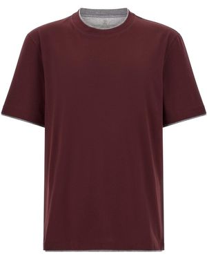 Brunello Cucinelli Double Layer T-shirt - Red
