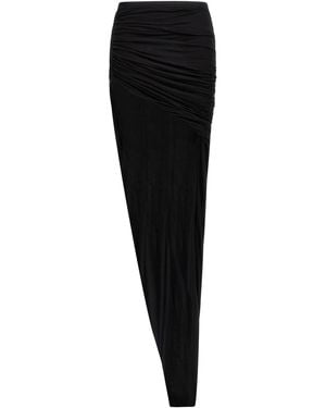 Rick Owens Asymmetric Draped Maxi Skirt - Black