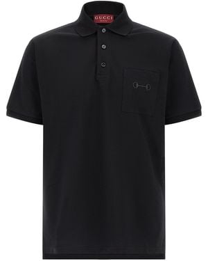 Gucci 'morsetto' Embroidery Polo Shirt - Black