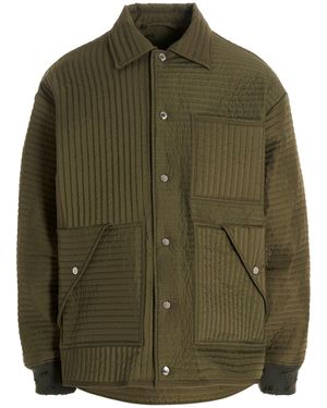Khrisjoy 'chore Quilted Stripes' Down Jacket - Green