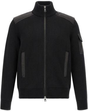 Moncler The 'padded Wool Zip-up' Cardigan - Black