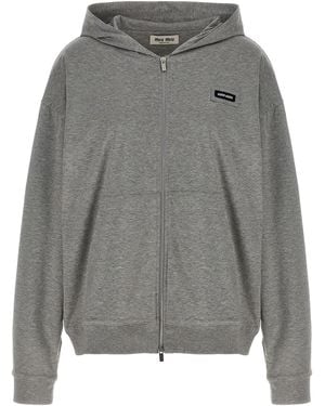 Miu Miu Logo Hoodie - Grey