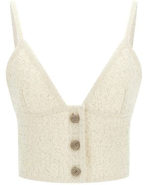 Alessandra Rich Sequin Top - Natural