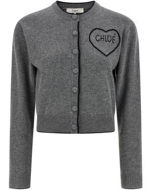 Chloé Embroidery Cardigan - Grey