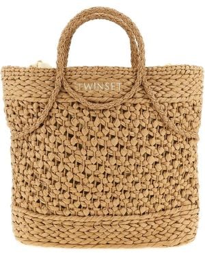 Twinset Straw Shopping Bag - Brown