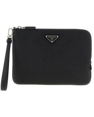 Prada Saffiano Clutch - Black
