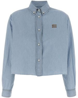 Miu Miu Gestreiftes Crop-Shirt - Blau