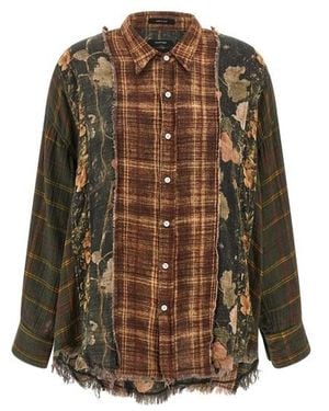 R13 Camicia Patchwork - Marrone