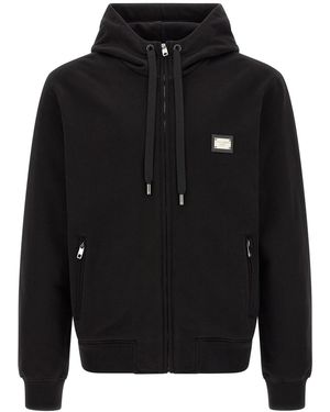Dolce & Gabbana Logo Plaque Hoodie - Black