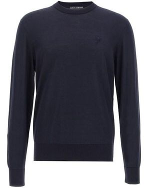 Dolce & Gabbana Maglia ricamo logo - Blu