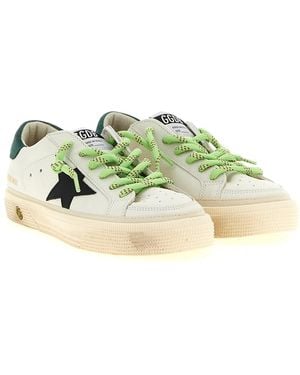 Golden Goose 'may' Leather Trainers - Green