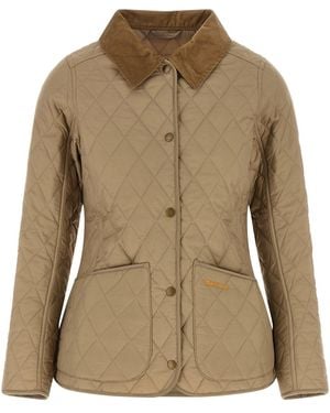 Barbour Quilted Jacket With Corduroy Collar - Natural