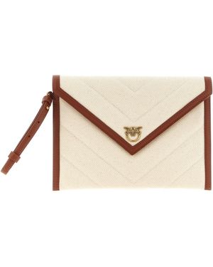 Pinko Flache Clutch Aus Canvas - Natur