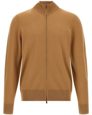 BOSS Shaved Knit Cardigan - Brown
