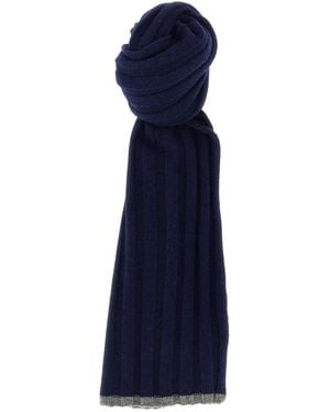 Brunello Cucinelli Ribbed Cashmere Scarf - Blue
