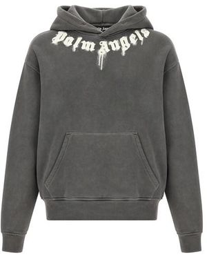 Palm Angels Logo Print Hoodie - Gray