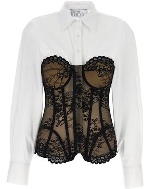 GIUSEPPE DI MORABITO Lace Bodice Insert Shirt - White