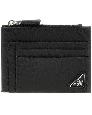 Prada Saffiano Logo Card Holder - Black