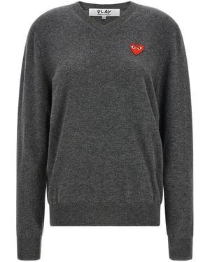 COMME DES GARÇONS PLAY Mélange 'Heart Patch' Jumper - Grey