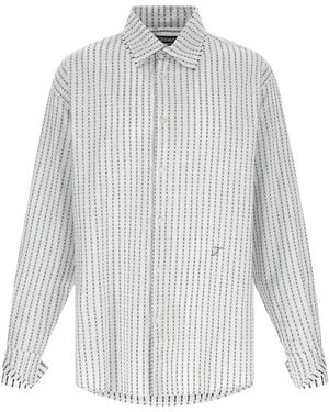 Jacquemus Logo Stripe Cotton Shirt - White