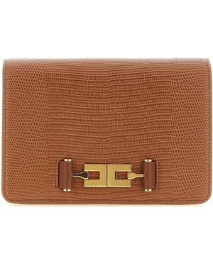 Elisabetta Franchi Lizard Print Crossbody Bag - Brown