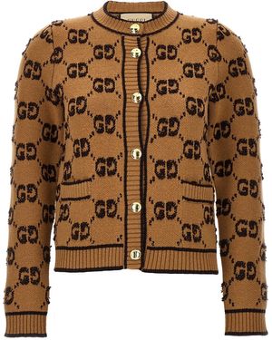 Gucci Gg Tweed Bouclè Cardigan - Brown