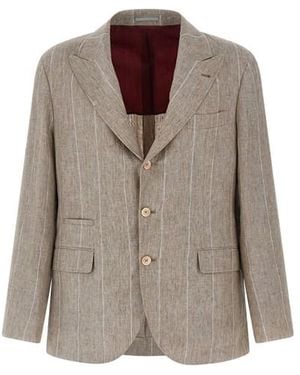 Brunello Cucinelli Blazer Righe - Marrone