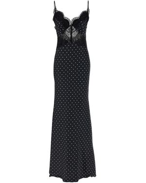 Self-Portrait 'polka Dot Satin Lace Maxi' Dress - Black