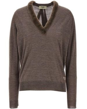 Fendi Maglia visone - Marrone