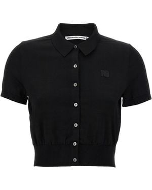 T By Alexander Wang Logo Patch Polo Shirt - Black